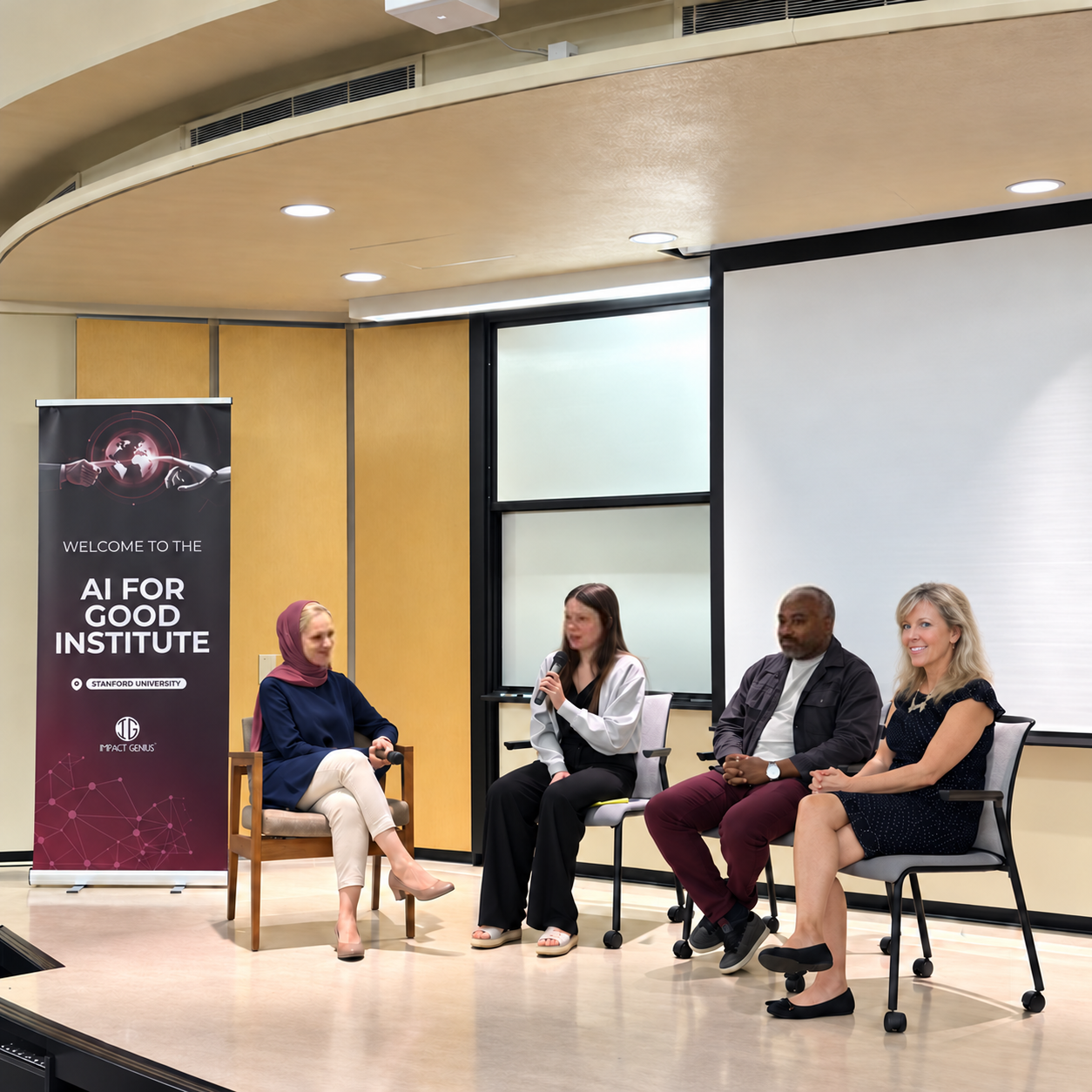 Tiffany Joy Basse with fellow panelists at AI for Good at Stanford